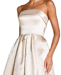 Mac Duggal Women's Floral Strapless Brocade A Line Midi Dress