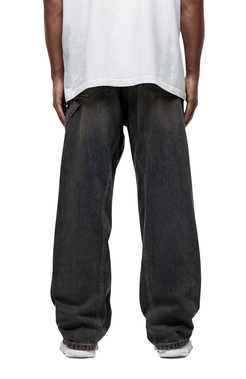 Good For Nothing Women's Traipes Blue Washed Baggy Denim Jeans