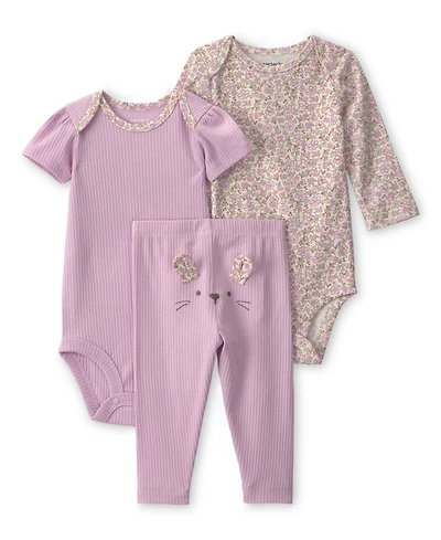 Carter's Baby Girl's Bunny Bodysuit & Pant 3-Piece Set