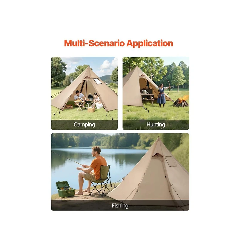 Sugift Hot Tent for 2 Persons Portable Winter Tipi Tent with Stove Jack