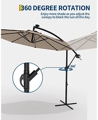 gaomon 10ft Outdoor 360degree(s) Rotation Offset Patio Umbrella with Base, Sun Protection for Deck, Poolside, Backyard