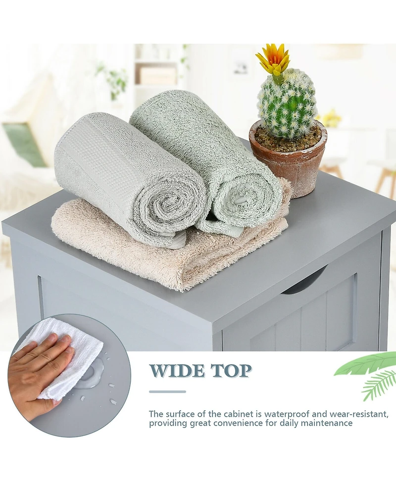 Gymax Bathroom Floor Cabinet Free Standing Storage Side Organizer W/4 Drawers