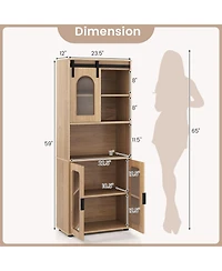 Gymax 59'' Farmhouse Bathroom Floor Cabinet w/Sliding Barn Door and Shelves for Kitchen