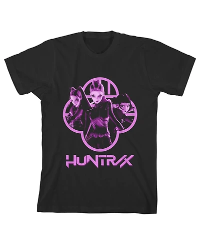 Kpop Demon Hunters Girls Huntrx Black Crew Neck Short Sleeve Tee-Small