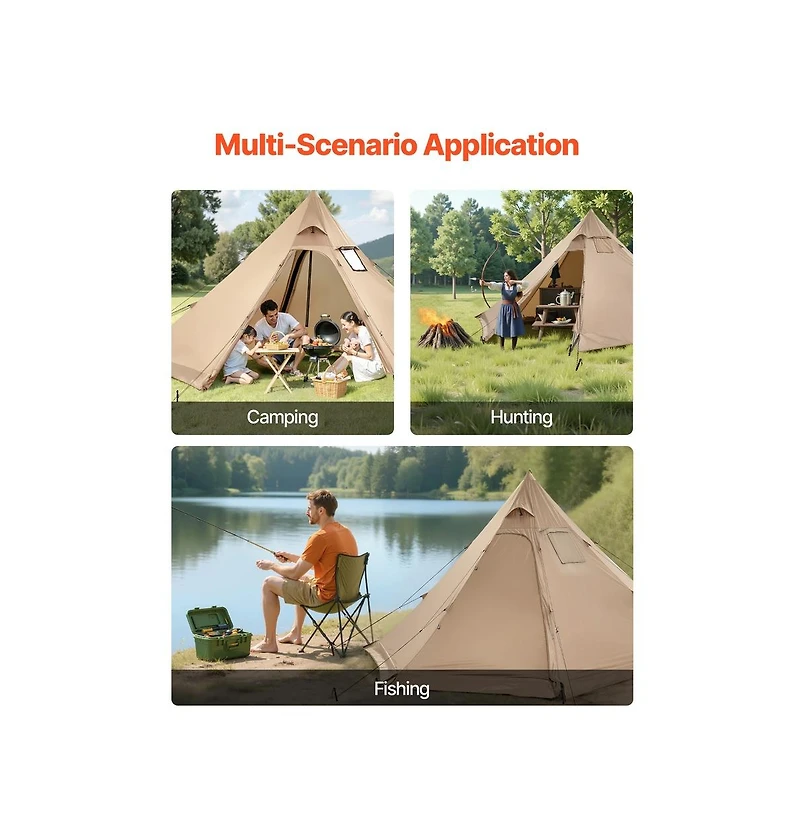 Sugift Hot Tent for Persons Portable Winter Tipi Tent with Stove Jack
