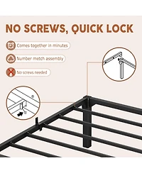homfan Heavy Duty Metal PlLow Profile 14 Inch, Iron Slats and Legs, No Box Seasonal Needed, Quiet and Non-Slip,Under Bed Storage