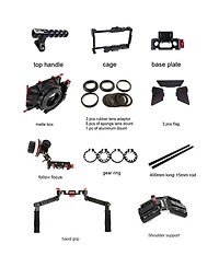 Came-tv Bmpcc 4K Plus Shoulder Rig Mattebox A/B Follow Focus 15mm Rod for BlackMagic Pocket Cinema Camera