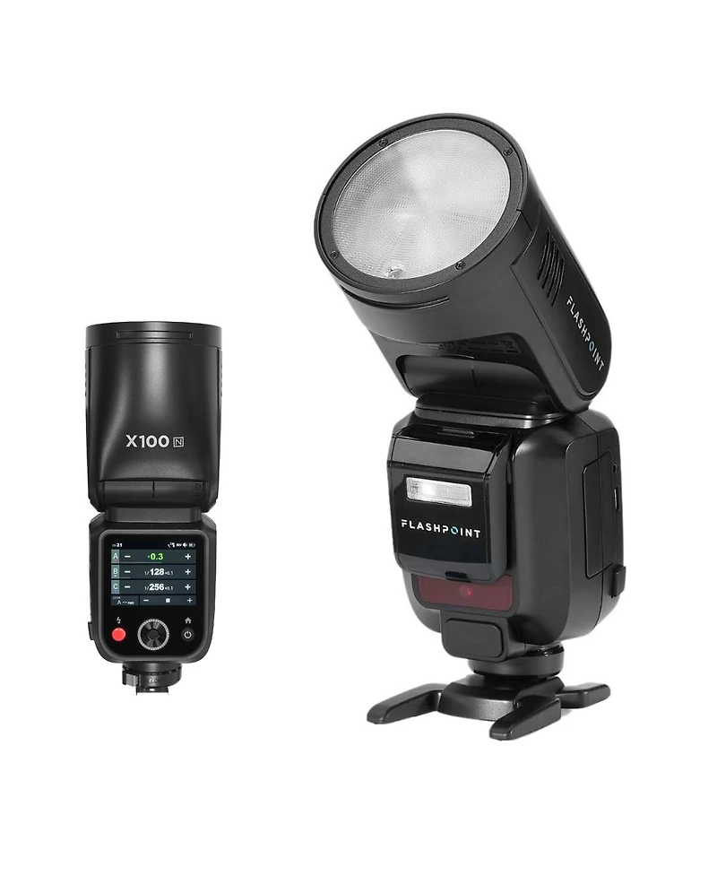 Flashpoint X100 Ttl R2 On Camera Li-on Round Head Flash For Nikon with Round Head Flash Accessory Kit