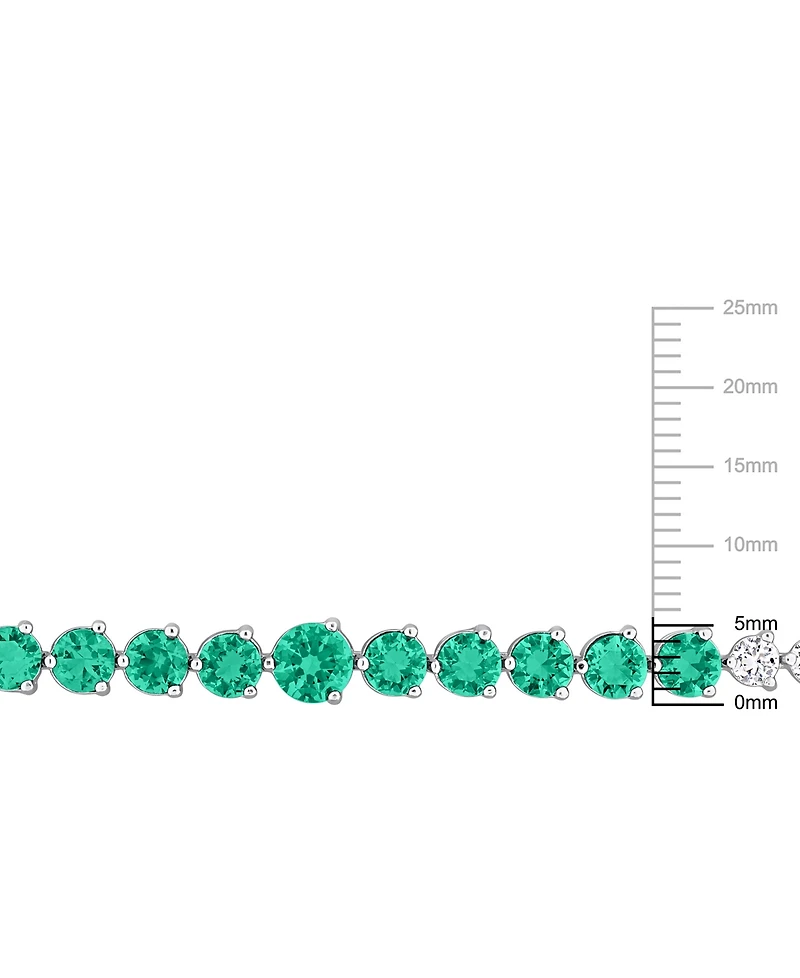 Macy's Lab Grown Emerald (3-1/10 ct. t.w.) and Lab Grown White Sapphire (4-7/8 ct. t.w.) Bracelet in Sterling Silver