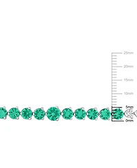 Macy's Lab Grown Emerald (3-1/10 ct. t.w.) and Lab Grown White Sapphire (4-7/8 ct. t.w.) Bracelet in Sterling Silver