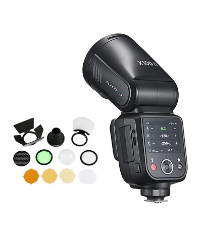 Flashpoint X100 Ttl R2 On Camera Li-on Round Head Flash For Nikon with Round Head Flash Accessory Kit