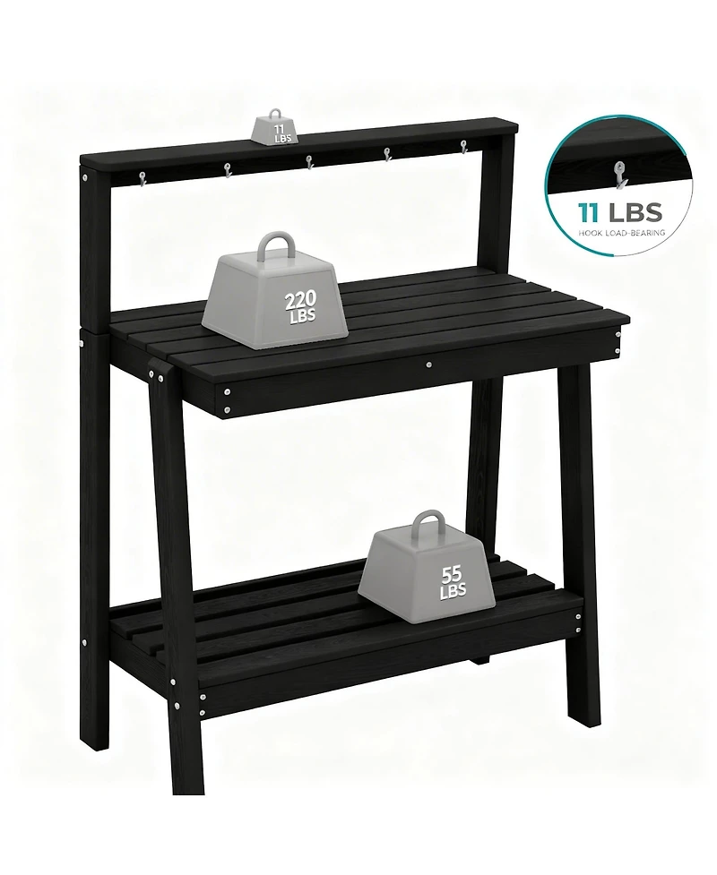 Yigii Outdoor gardening 3-tier shelf with angled legs and hooks
