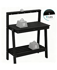 Yigii Outdoor gardening 3-tier shelf with angled legs and hooks