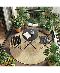 GarveeLife 3-Piece Folding Patio Bistro Set, Metal Outdoor Table and 2 Chairs, No Assembly, Space-Saving Compact Design for Balcony, Garden