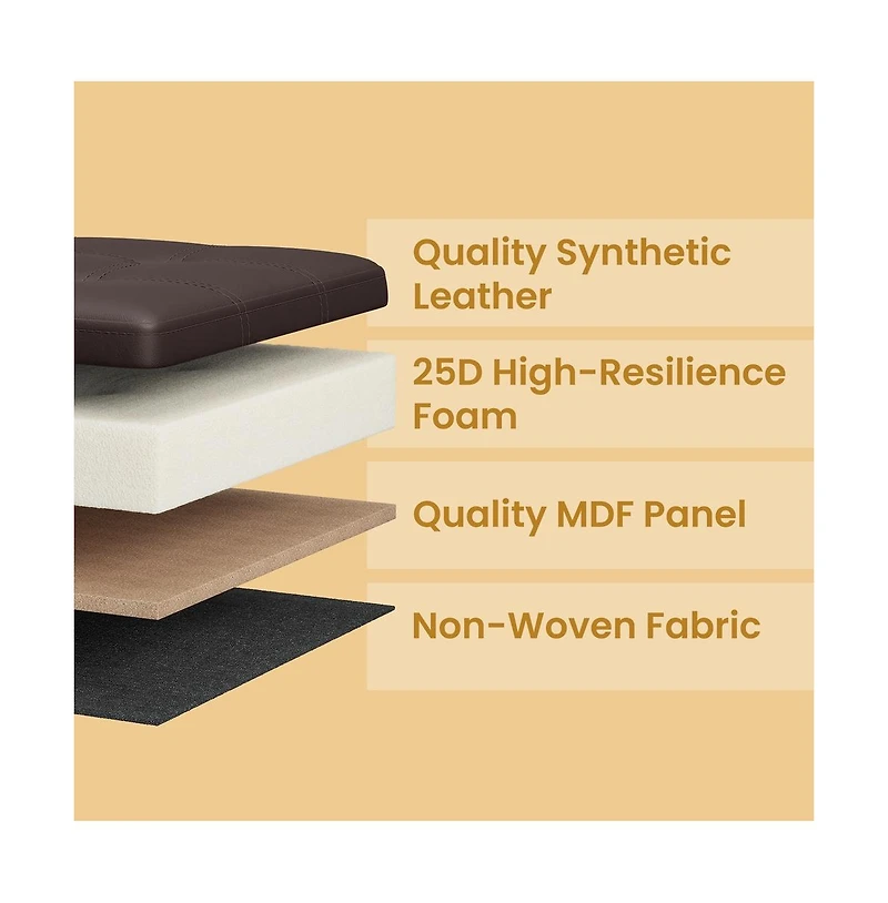 Slickblue Modern Storage Footstool Ottoman with Grommet Handles for Home Use