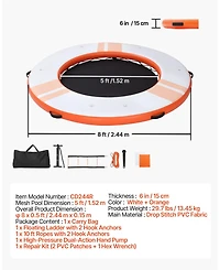 Mecale 8 Ft Inflatable Floating Dock Platform with Ladder and Carry Bag