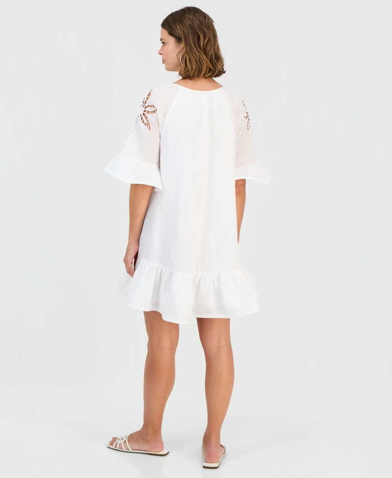 I.n.c. International Concepts Women's Cutout Lace Embroidery Short Sleeve Dress, Macy's Exclusive