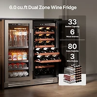 Ca'Lefort 30-inch Wine Beverage Refrigerator, 80 Can and 33 Bottle,Dual Zone, Stainless Steel French Door,for home bar