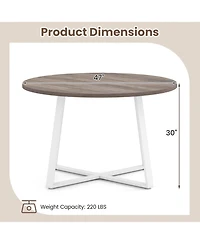 Gouun 47 in Round Dining Table with X-Shaped Base and Thickened Tabletop