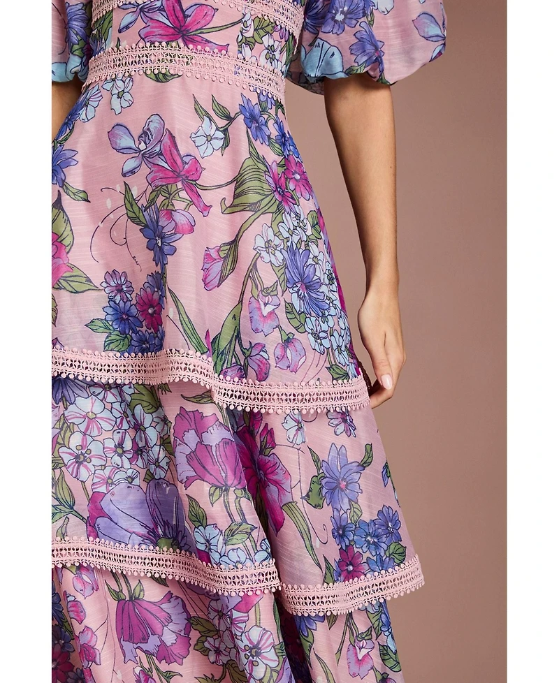Coast Women's Printed Lace Midi Dress