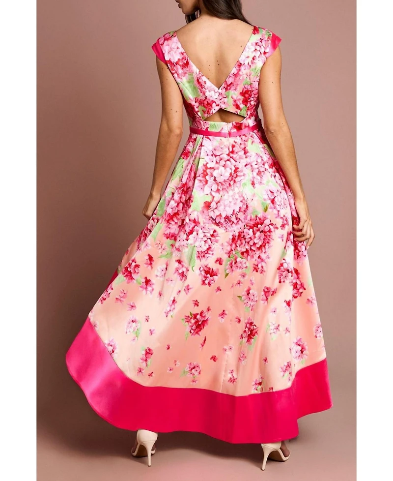 Coast Women's Twill Hi-lo Floral Printed Midi Dress