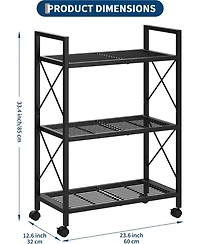 gaomon 3-Tier Metal Frame Slim Shoe Rack with Non Woven Shelves & Wheels