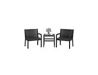 Boyel Living 3 Piece Patio Furniture Set with 2 Modern Rattan Armchair and 25 Inch Square Side Table