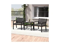 Boyel Living 3 Piece Patio Furniture Set with 2 Modern Rattan Armchair and 25 Inch Square Side Table