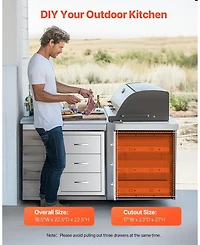 Sugift Triple Access Kitchen Drawers 18.5in W 22.5in H