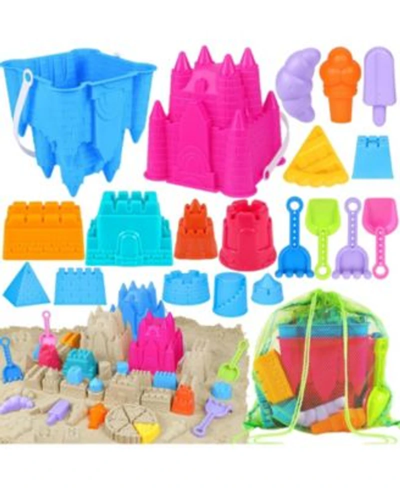 Gnuadz 21-piece Beach Sand Castle Toys Bucket Shovel Rake Mold Mesh Bag