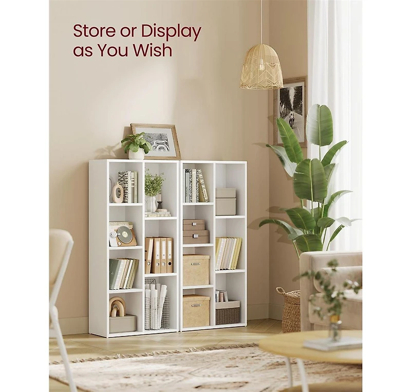 Slickblue Modern Bookshelf with 7 Cube Compartments Storage Shelf