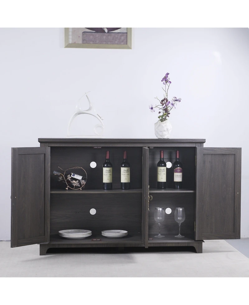 Sailvan 3-Mirrored Door Sideboard, 49.33" Spacious Countertop Buffet with Adjustable Shelves