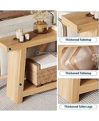 gaomon 70.9 Inch All-Wood Console Table, Ultra-Stable Trapezoid Leg Sofa Table Behind Couch, 2-Tier Extra Long Entryway Table for Hallway, Living Room