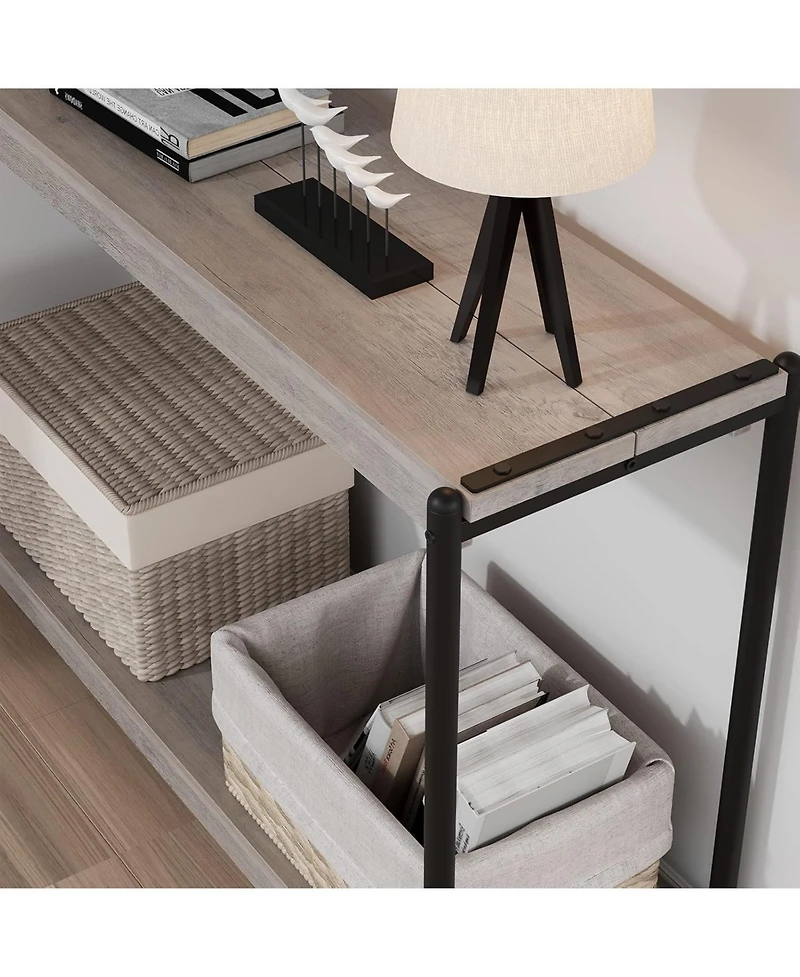 gaomon 2-Tier Narrow Console Table for Sofa or Entryway - Modern Farmhouse Accent Table with Open Shelf