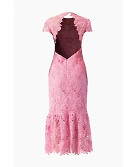 Ivonne Women's Lace Cap-Sleeve Midi Dress