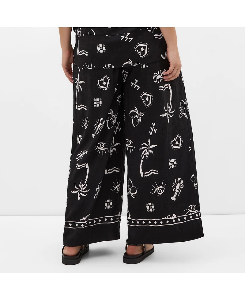 City Chic Women's Resort Border Print Pant