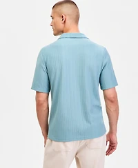 Sun + Stone Men's Textured Johnny-Collar Polo Shirt, Macy's Exclusive