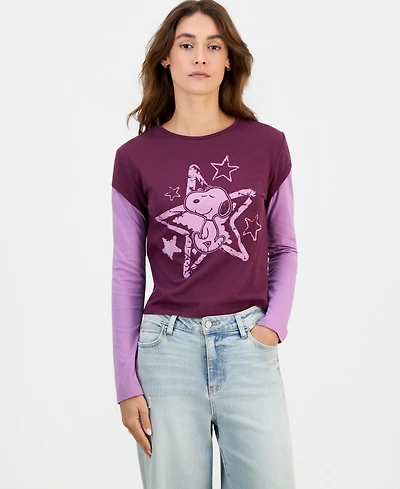 Grayson Threads, The Label Juniors' Snoopy Long-Sleeve Layered-Look Top