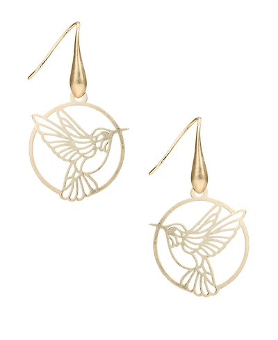 Patricia Nash Enamel Hummingbird Open Wire Drop Earrings