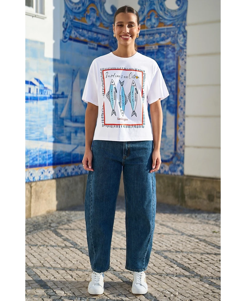 Yumi Women's Cotton Summer Motif T-Shirt