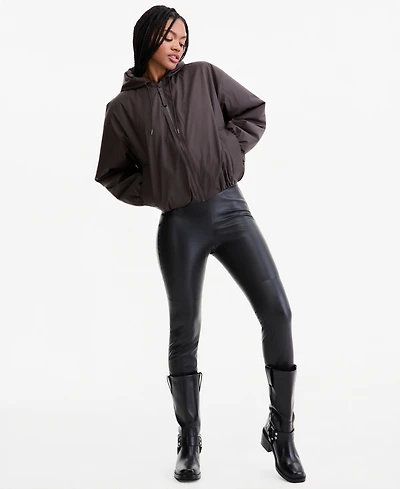 Rains Women's Lohja Cropped-Hooded Bomber Jacket