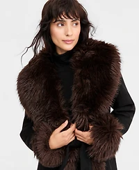 Avec Les Filles Women's Faux-Fur-Shawl-Collar Faux-Shearling Coat