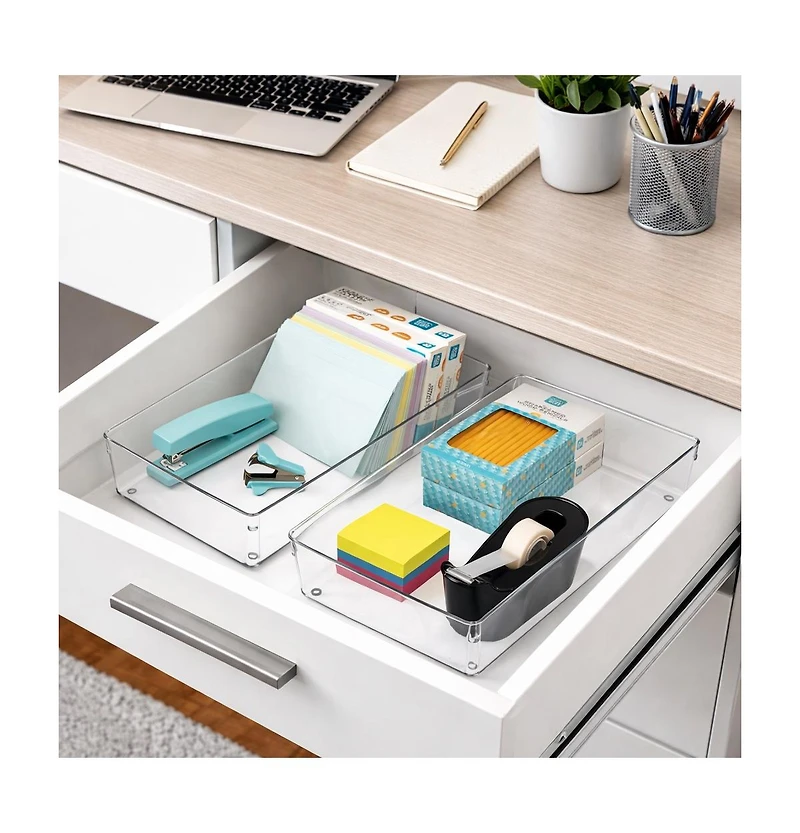 Sorbus Clear Drawer Organizer 2 Piece Set - high-quality durable organize the office, kitchen, bathroom, and more Bpa-free