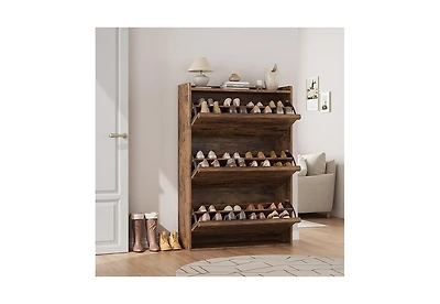 Homfan Shoe Cabinet with Flip Drawers, Hidden Shoe Storage Organizer for Entryway