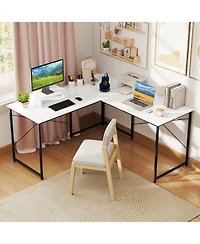 Slickblue 95 Inch L-Shaped Computer Desk with Monitor Stand Reversible