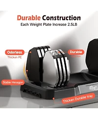 Fed Fitness 15LB to 55LB Adjustable Dumbbell Set Pair 5-Level Weights Anti-Slip Handle Full Body Workout Equipment