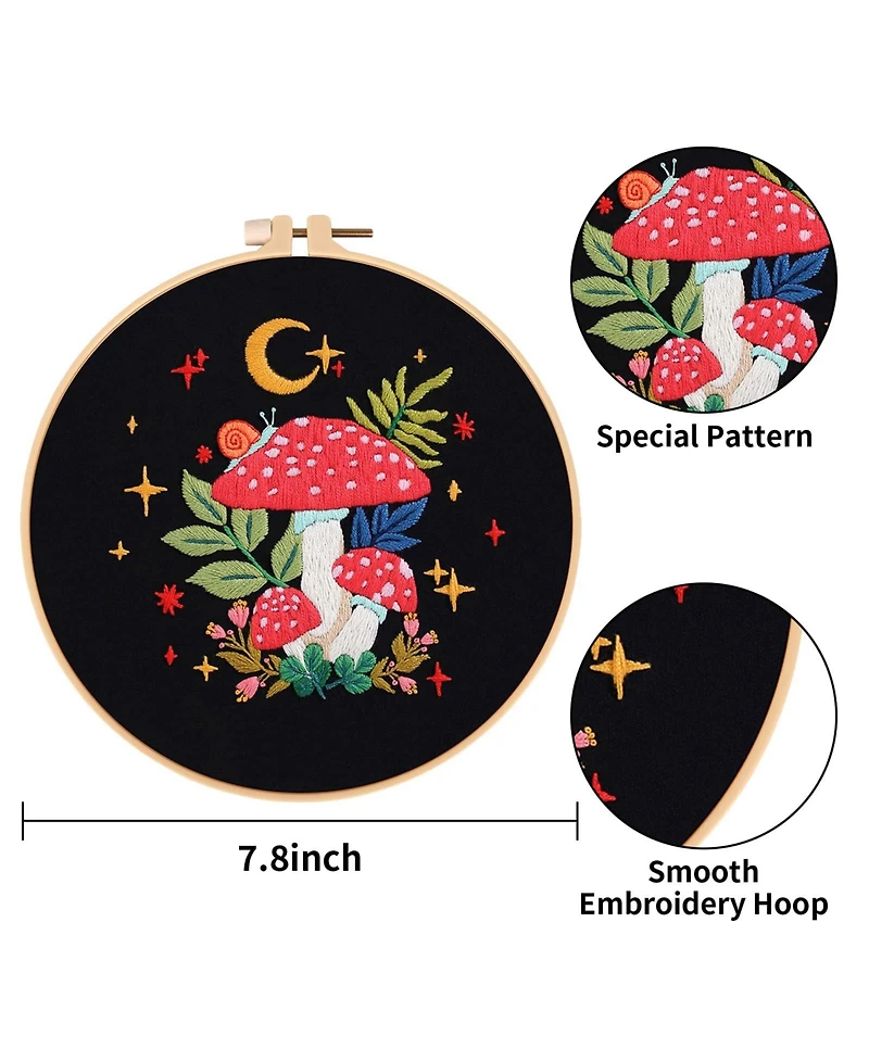 Gnuadz 3 Pack Embroidery Kit Adults Beginners Hoop Thread Guide Diy