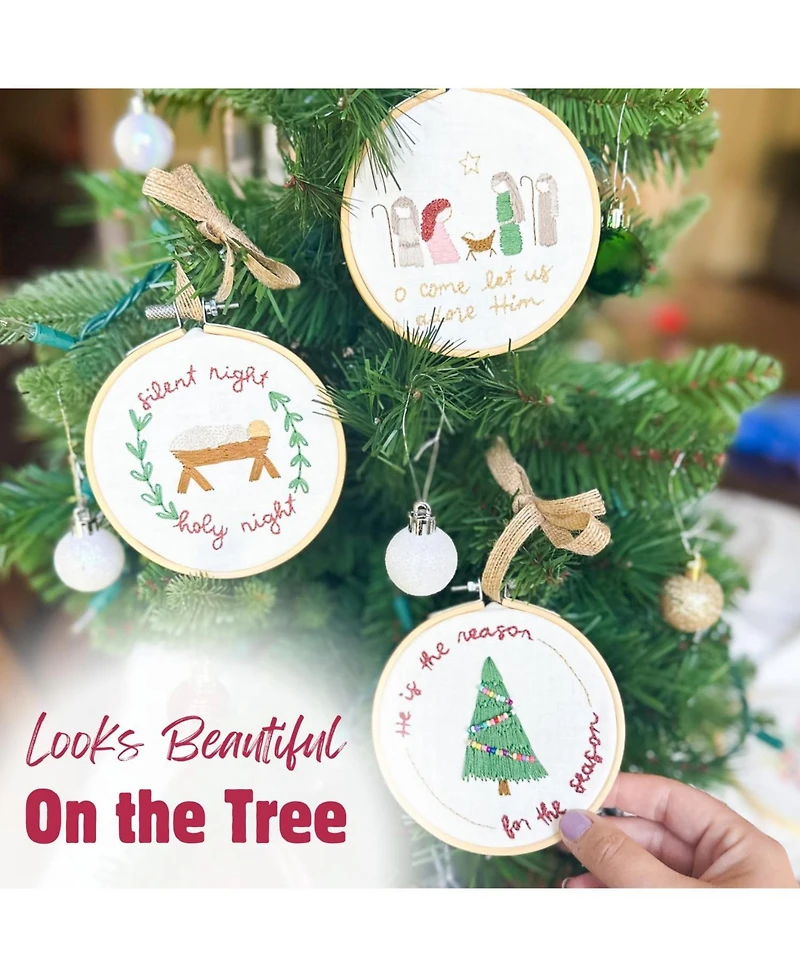 Gnuadz Elly Grace Embroidery Kit Hoop Beginners Adults Thread Silent Night