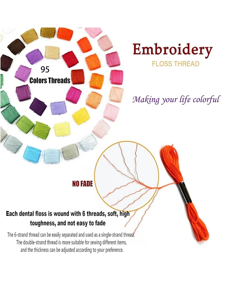 Gnuadz 95-color Embroidery Kit Friendship Bracelet String Beads Storage Box 1200