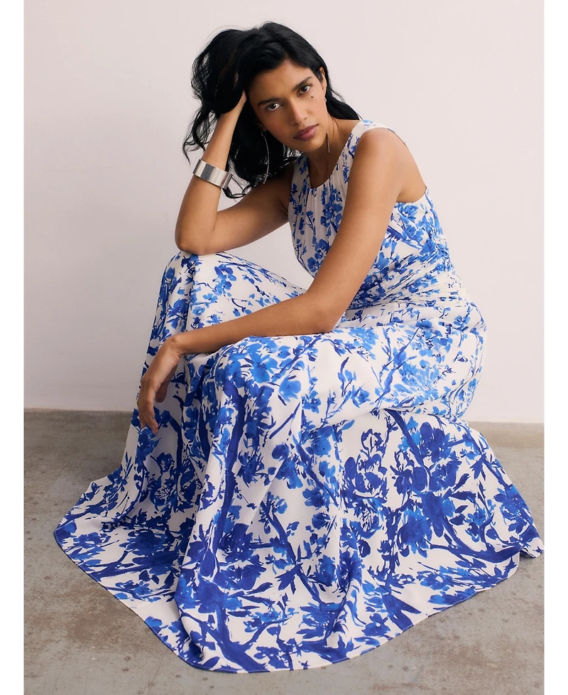 The Fold Women's Oria Floral Print Silk Maxi Dress